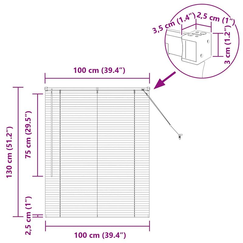 Casa si Gradina - Textile si covoare - Rulouri si jaluzele - Jaluzea pentru Fereastra Argintiu 100 x 130 cm Aluminiu - Infinity.ro