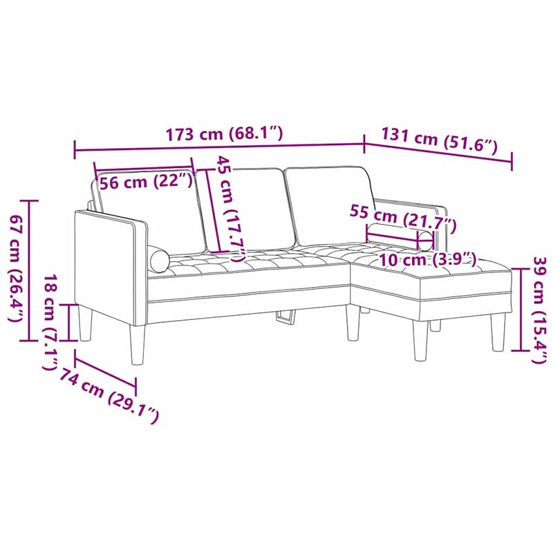 Casa si Gradina - Mobilier - Canapele si coltare - Canapele - Canapea forma L, 3 locuri, taupe, 160 cm, textil - Infinity.ro