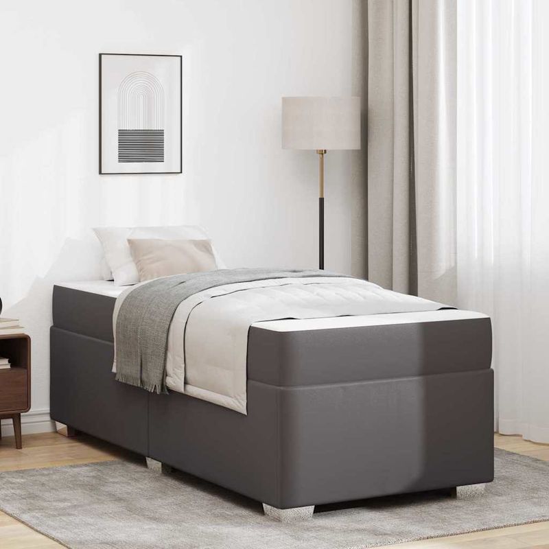 Casa si Gradina - Mobilier - Paturi si accesorii - Paturi - Cadru de pat Altele Gri 90 x 190 cm Piele artificiala - Infinity.ro