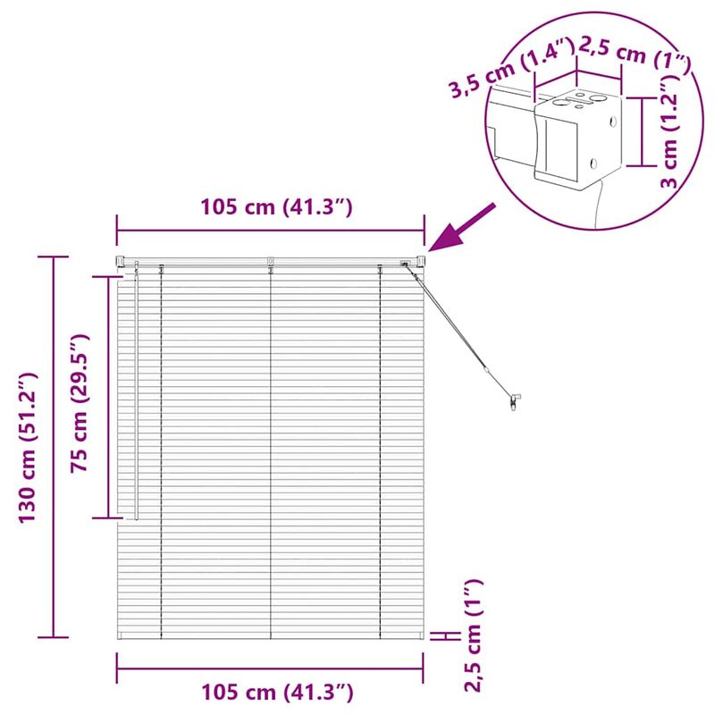 Casa si Gradina - Textile si covoare - Rulouri si jaluzele - Jaluzea pentru Fereastra Gri inchis 105 x 130 cm Aluminiu - Infinity.ro