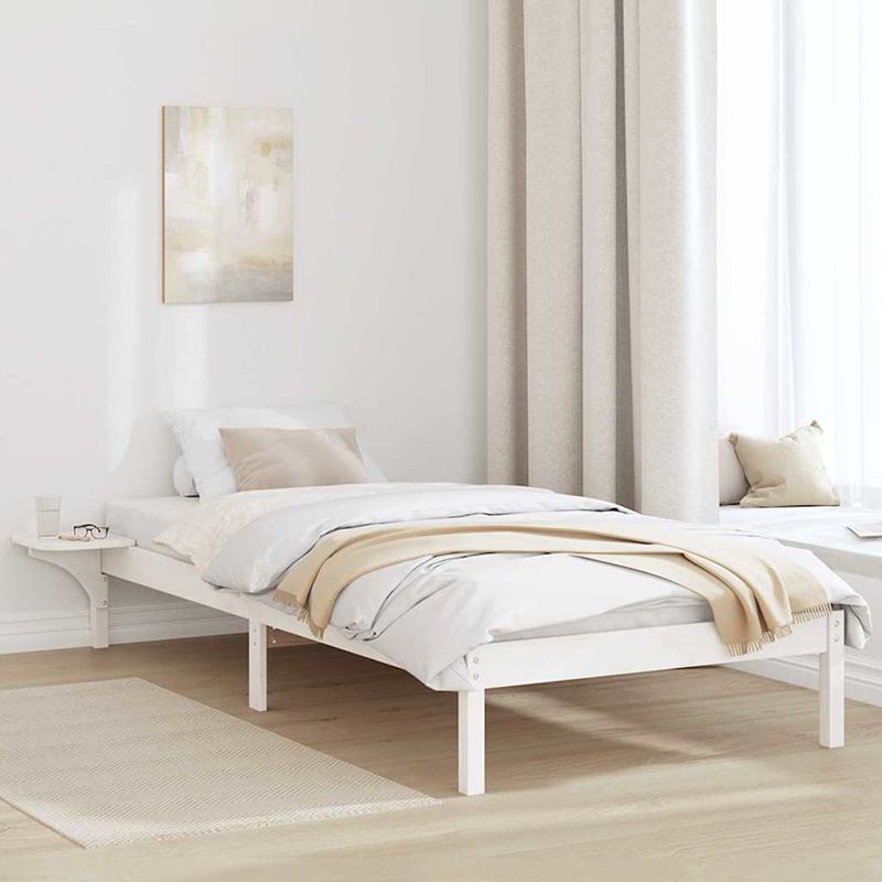 Casa si Gradina - Mobilier - Paturi si accesorii - Paturi - Cadru de pat cu mese laterale Alb 75 x 190 cm Alb - Infinity.ro