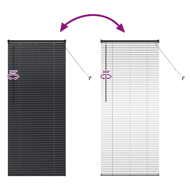 Casa si Gradina - Textile si covoare - Rulouri si jaluzele - Jaluzea pentru Fereastra cu perdele Altele Manual Negru 80 x 175 cm Aluminiu - Infinity.ro