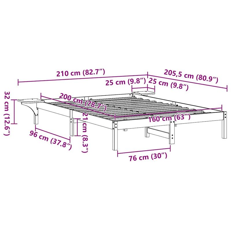 Casa si Gradina - Mobilier - Paturi si accesorii - Paturi - Cadru de pat cu mese laterale Maro 160 x 200 cm Maroniu cerat - Infinity.ro