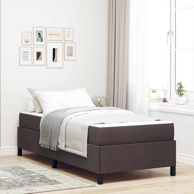 Casa si Gradina - Mobilier - Paturi si accesorii - Paturi - Pat cu arcuri Maro 100 x 200 cm Tesatura, Lemn Ingineresc - Infinity.ro