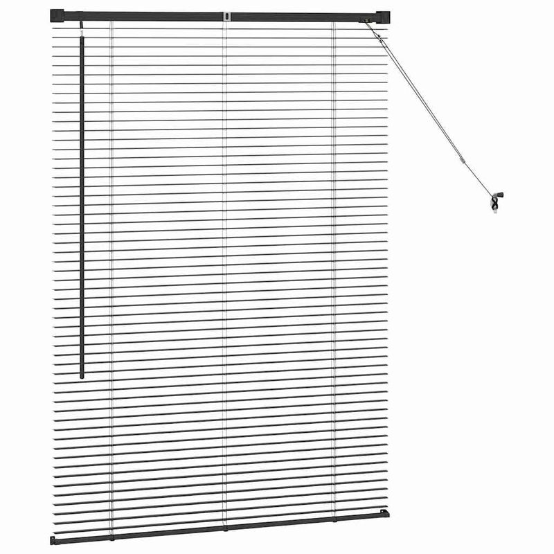 Casa si Gradina - Textile si covoare - Rulouri si jaluzele - Jaluzea pentru Fereastra cu perdele Altele Manual Negru 80 x 130 cm Aluminiu - Infinity.ro