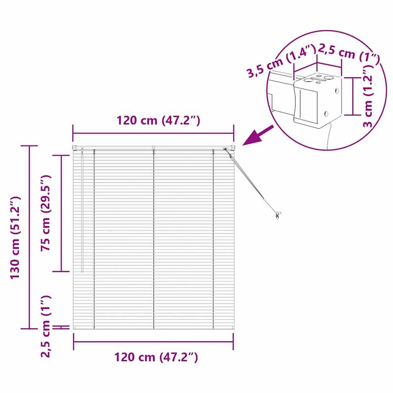 Casa si Gradina - Textile si covoare - Rulouri si jaluzele - Jaluzea pentru Fereastra cu perdele Altele Manual Alb 80 x 130 cm Aluminiu - Infinity.ro