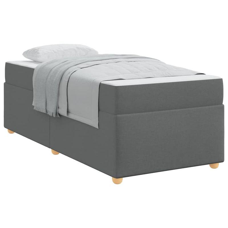 Casa si Gradina - Mobilier - Paturi si accesorii - Paturi - Cadru de pat cu saltea Altele Gri inchis 90 x 190 cm tesatura - Infinity.ro