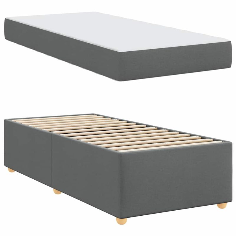 Casa si Gradina - Mobilier - Paturi si accesorii - Paturi - Cadru de pat cu saltea Altele Gri inchis 90 x 190 cm tesatura - Infinity.ro