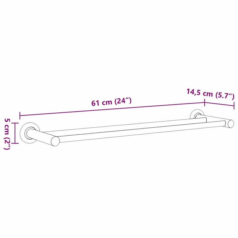 Casa si Gradina - Sanitare - Suporturi si accesorii baie - Suporturi baie - Suport pentru prosoape Negru 61 x 14.5 x 5 cm Otel inoxidabil - Infinity.ro