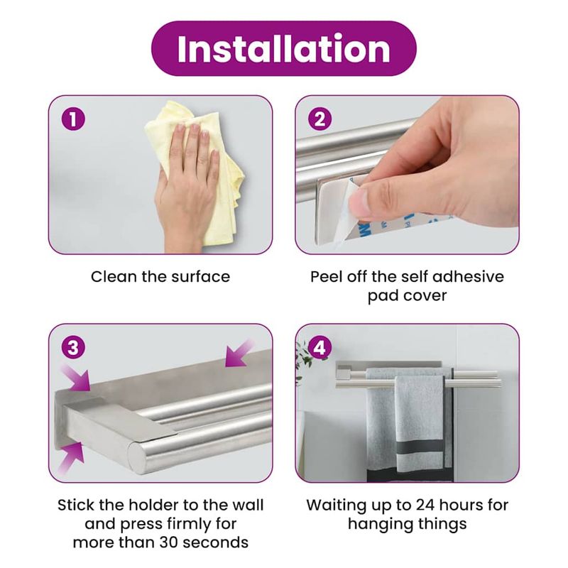 Casa si Gradina - Sanitare - Suporturi si accesorii baie - Suporturi baie - Suport pentru prosoape Argintiu 40 x 9 x 4 cm Otel inoxidabil - Infinity.ro