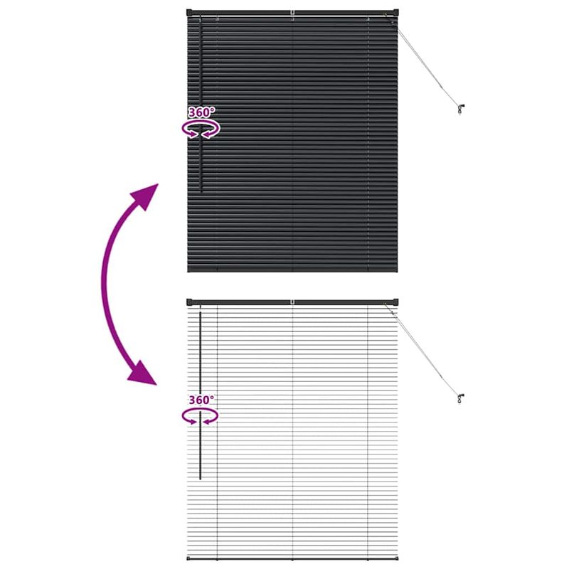 Casa si Gradina - Textile si covoare - Rulouri si jaluzele - Jaluzea pentru Fereastra cu perdele Altele Manual Negru 100 x 130 cm Aluminiu - Infinity.ro