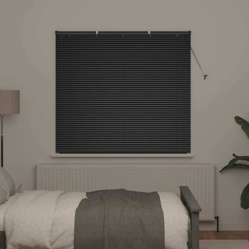 Casa si Gradina - Textile si covoare - Rulouri si jaluzele - Jaluzea pentru Fereastra cu perdele Altele Manual Negru 80 x 130 cm Aluminiu - Infinity.ro