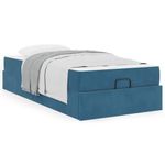 Casa si Gradina - Mobilier - Paturi si accesorii - Paturi - Cadru de pat cu depozitare albastru 90 x 190 cm Catifea - Infinity.ro