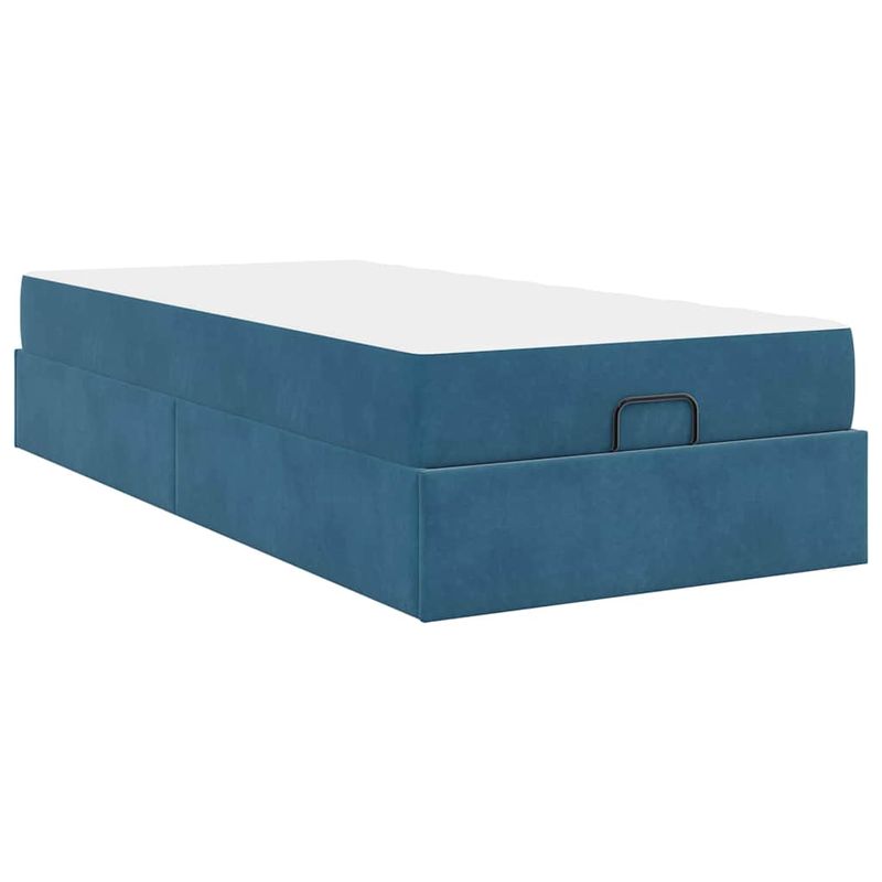 Casa si Gradina - Mobilier - Paturi si accesorii - Paturi - Cadru de pat cu depozitare albastru 90 x 190 cm Catifea - Infinity.ro