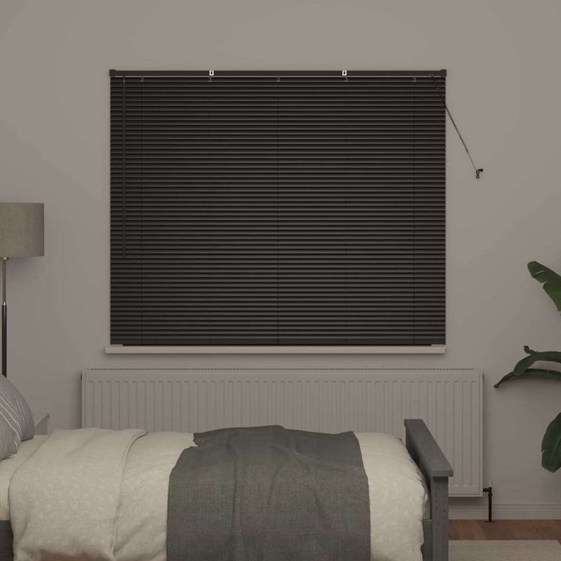 Casa si Gradina - Textile si covoare - Rulouri si jaluzele - Jaluzea pentru Fereastra cu perdele Altele Manual Negru 80 x 130 cm Aluminiu - Infinity.ro