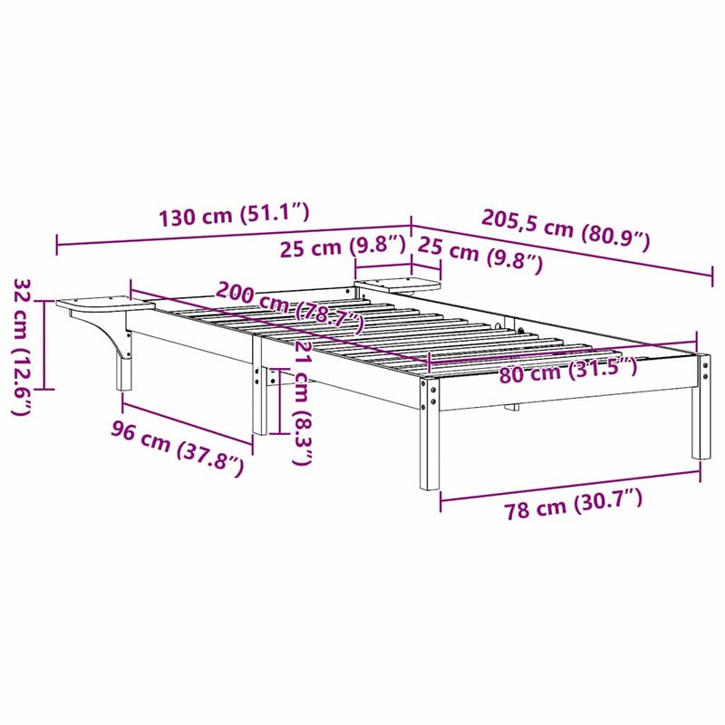 Casa si Gradina - Mobilier - Paturi si accesorii - Paturi - Cadru de pat cu mese laterale Maro 80 x 200 cm Maroniu cerat - Infinity.ro