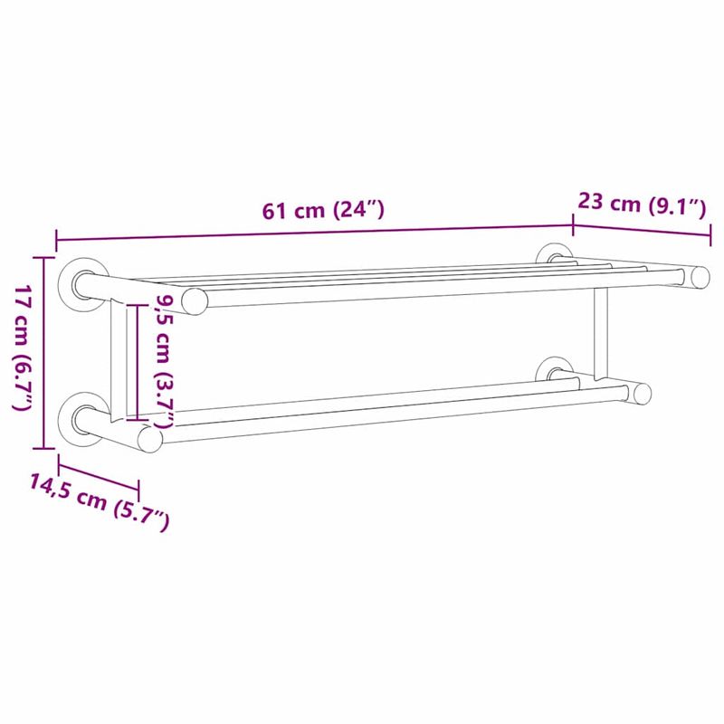 Casa si Gradina - Sanitare - Suporturi si accesorii baie - Suporturi baie - Suport pentru prosoape Negru 61 x 23 x 17 cm Otel inoxidabil - Infinity.ro