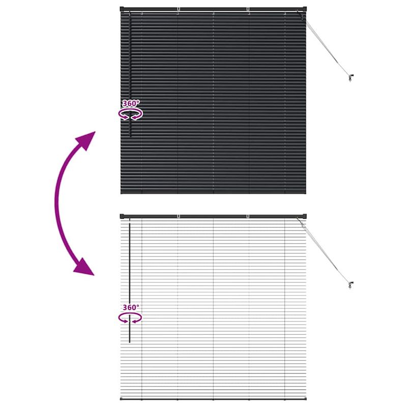 Casa si Gradina - Textile si covoare - Rulouri si jaluzele - Jaluzea pentru Fereastra cu perdele Altele Manual Negru 80 x 130 cm Aluminiu - Infinity.ro