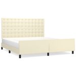Casa si Gradina - Mobilier - Paturi si accesorii - Paturi - Cadru de pat cu tablie, crem, 160x200 cm, piele ecologica - Infinity.ro