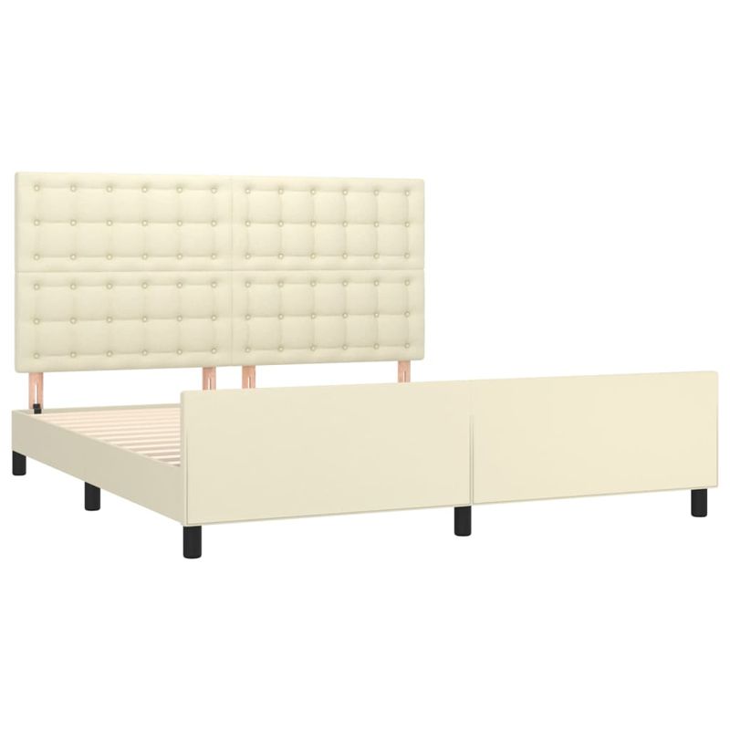 Casa si Gradina - Mobilier - Paturi si accesorii - Paturi - Cadru de pat cu tablie, crem, 160x200 cm, piele ecologica - Infinity.ro