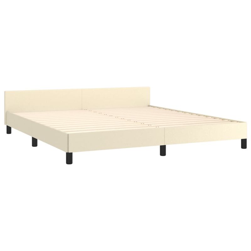 Casa si Gradina - Mobilier - Paturi si accesorii - Paturi - Cadru de pat cu tablie, crem, 160x200 cm, piele ecologica - Infinity.ro