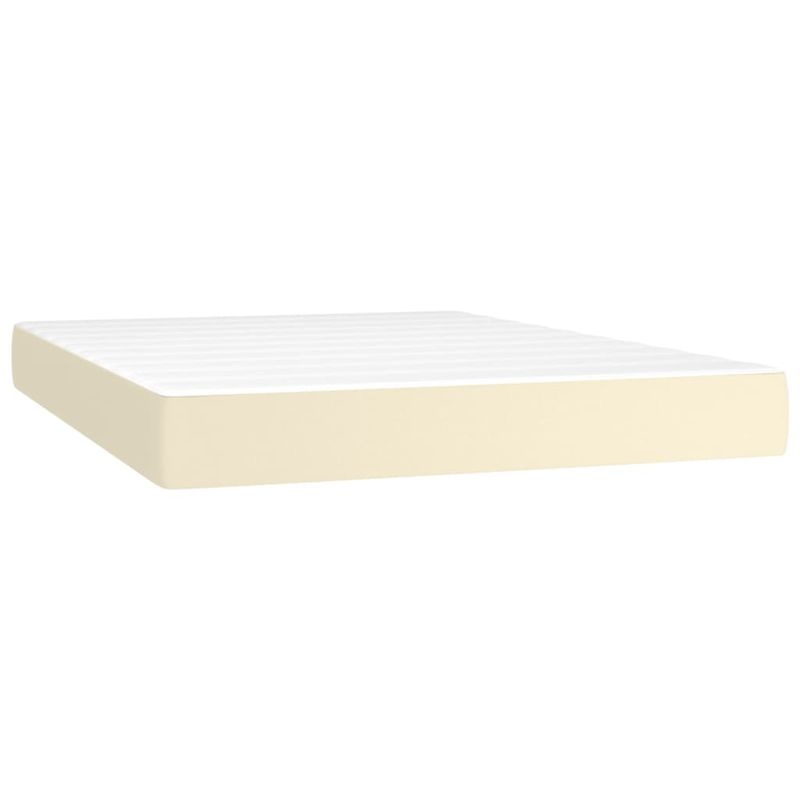 Casa si Gradina - Mobilier - Paturi si accesorii - Paturi - Pat box spring cu saltea, crem, 140x190 cm, piele ecologica - Infinity.ro