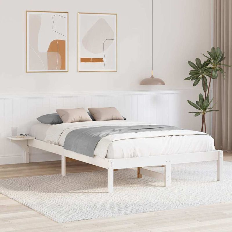 Casa si Gradina - Mobilier - Paturi si accesorii - Paturi - Cadru de pat cu mese laterale Alb 120 x 190 cm Alb - Infinity.ro