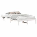 Casa si Gradina - Mobilier - Paturi si accesorii - Paturi - Cadru de pat cu mese laterale Alb 120 x 190 cm Alb - Infinity.ro