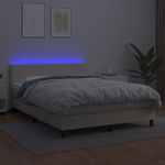 Casa si Gradina - Mobilier - Paturi si accesorii - Paturi - Pat cu arcuri, cu saltea & LED, crem, 140x190 cm, piele eco - Infinity.ro