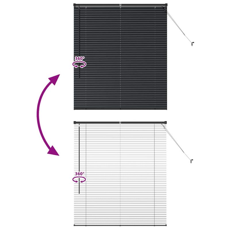 Casa si Gradina - Textile si covoare - Rulouri si jaluzele - Jaluzea pentru Fereastra cu perdele Altele Manual Negru 80 x 130 cm Aluminiu - Infinity.ro