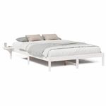 Casa si Gradina - Mobilier - Paturi si accesorii - Paturi - Cadru de pat cu mese laterale Alb 160 x 200 cm Alb - Infinity.ro