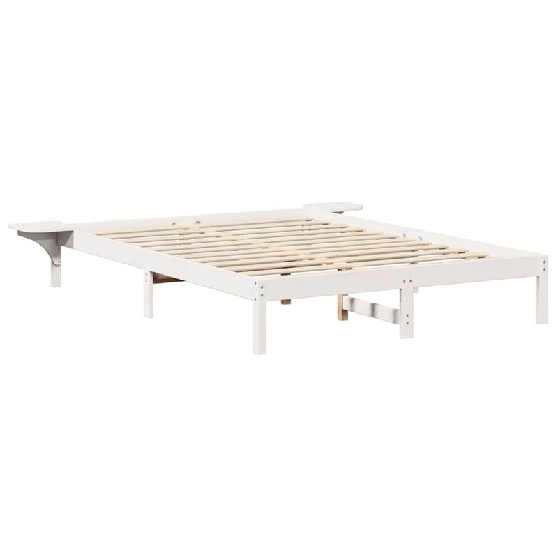 Casa si Gradina - Mobilier - Paturi si accesorii - Paturi - Cadru de pat cu mese laterale Alb 160 x 200 cm Alb - Infinity.ro