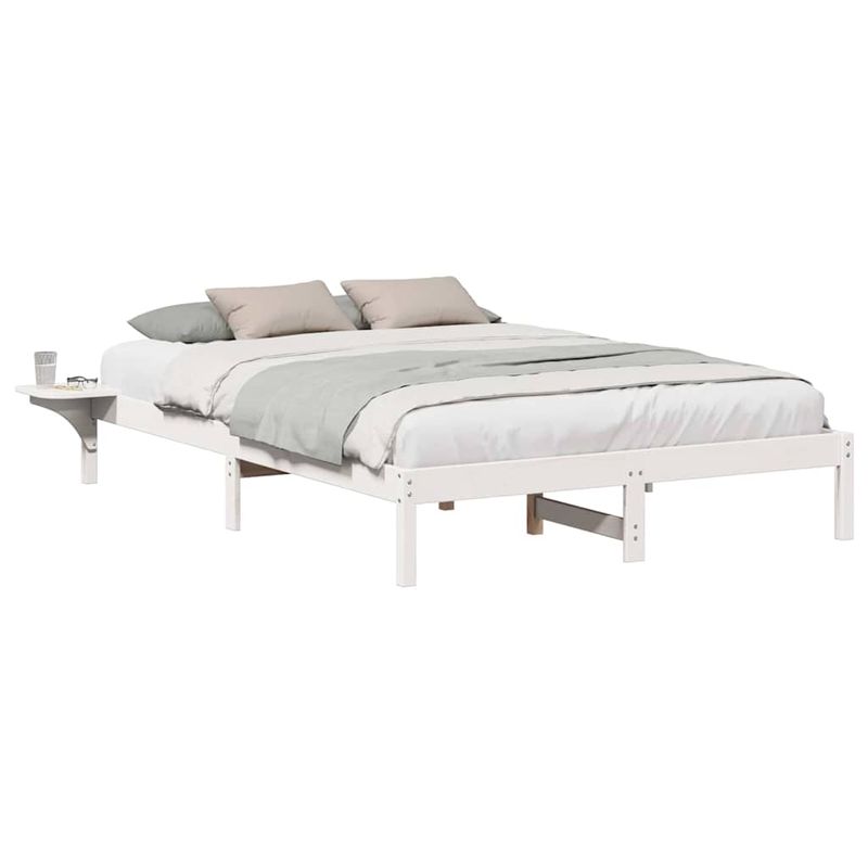 Casa si Gradina - Mobilier - Paturi si accesorii - Paturi - Cadru de pat cu mese laterale Alb 160 x 200 cm Alb - Infinity.ro