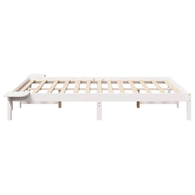 Casa si Gradina - Mobilier - Paturi si accesorii - Paturi - Cadru de pat cu mese laterale Alb 160 x 200 cm Alb - Infinity.ro