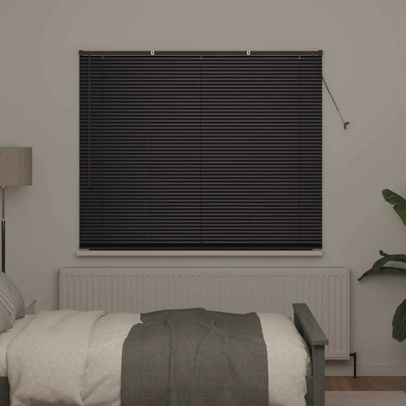 Casa si Gradina - Textile si covoare - Rulouri si jaluzele - Jaluzea pentru Fereastra cu perdele Altele Manual Negru 80 x 130 cm Aluminiu - Infinity.ro