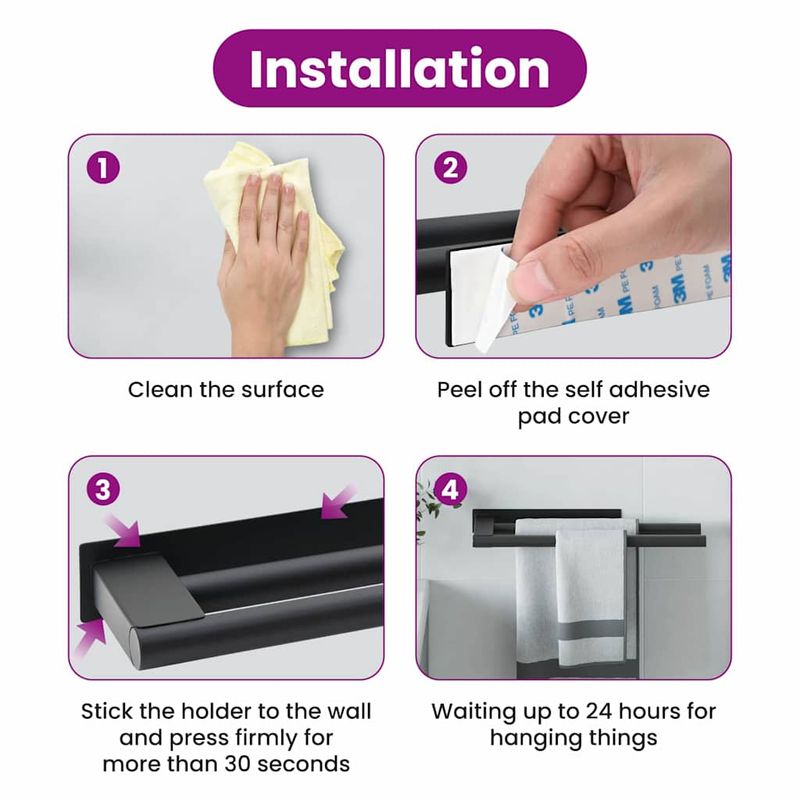 Casa si Gradina - Sanitare - Suporturi si accesorii baie - Suporturi baie - Suport pentru prosoape Negru 40 x 9 x 4 cm Otel inoxidabil - Infinity.ro