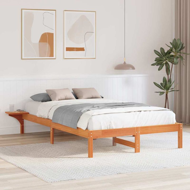 Casa si Gradina - Mobilier - Paturi si accesorii - Paturi - Cadru de pat cu mese laterale Maro 120 x 190 cm Maroniu cerat - Infinity.ro