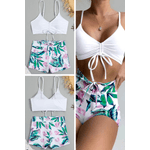 Fashion, accesorii si bijuterii - Femei - Lenjerie si pijamale femei - Costume de baie femei - Costum de baie dama, Ava-Stars ®, Sutien tip bustiera si slip tip boxeri, 2 piese, Marimea XL, Alb - Infinity.ro