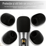 TV, Audio-Video si Foto - Audio Hi-Fi - Accesorii Audio Hi-Fi - Burete microfon, Lavabil-Reutilizabil, Negru, Reduce zgomotul de fundal, Protectie impotriva prafului si salivei 8x6cm - Infinity.ro