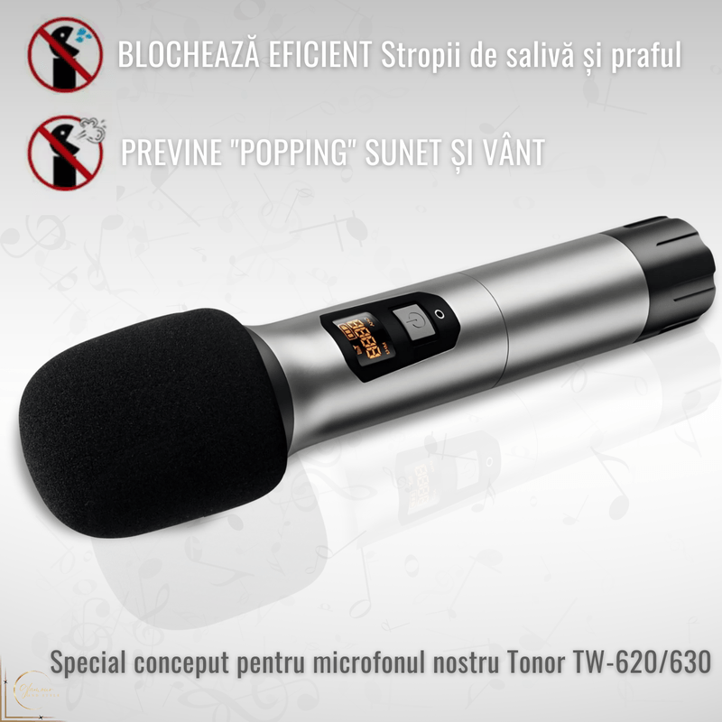 TV, Audio-Video si Foto - Audio Hi-Fi - Accesorii Audio Hi-Fi - Burete microfon, Lavabil-Reutilizabil, Negru, Reduce zgomotul de fundal, Protectie impotriva prafului si salivei 8x6cm - Infinity.ro