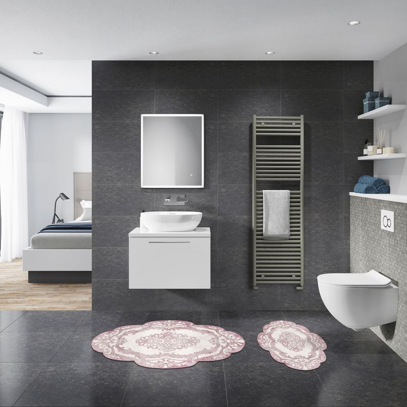 Casa si Gradina - Textile si covoare - Covoare - Covorase baie - Set covorase de baie, L'essentiel Maison, pudra, 50x60 cm si 60x100 cm, 100% poliester, antiderapant, 394ANR1586 - Infinity.ro