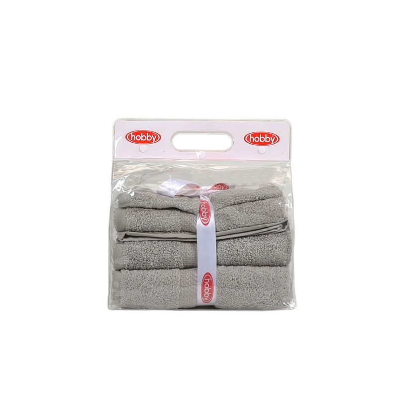 Casa si Gradina - Textile si covoare - Textile baie - Prosoape - Set prosoape baie, L'essentiel Maison, gri, 3 piese, 100% bumbac - Infinity.ro