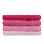 Casa si Gradina - Textile si covoare - Textile baie - Prosoape - Set prosoape baie, L'essentiel Maison, roz deschis, roz prafuit, fucsia, 70x140 cm, 100% bumbac, 4 bucati - Infinity.ro