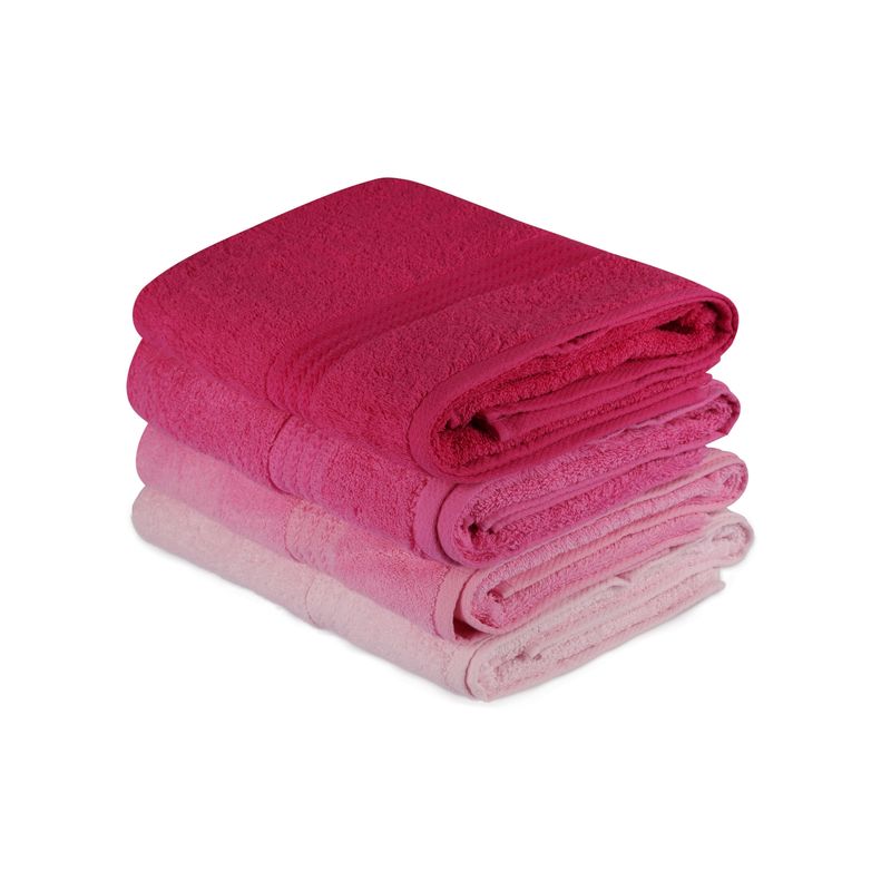 Casa si Gradina - Textile si covoare - Textile baie - Prosoape - Set prosoape baie, L'essentiel Maison, roz deschis, roz prafuit, fucsia, 70x140 cm, 100% bumbac, 4 bucati - Infinity.ro