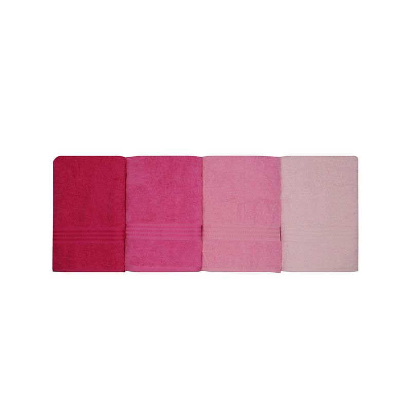 Casa si Gradina - Textile si covoare - Textile baie - Prosoape - Set prosoape baie, L'essentiel Maison, roz deschis, roz prafuit, fucsia, 70x140 cm, 100% bumbac, 4 bucati - Infinity.ro