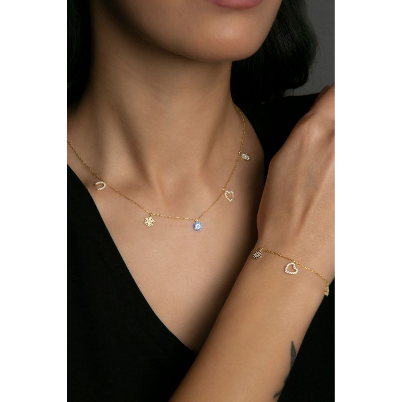 Fashion, accesorii si bijuterii - Femei - Bijuterii femei - Coliere femei - Set colier si bratara, Heliophilia, argint 925, auriu, antialergic, 136ELS1445 - Infinity.ro