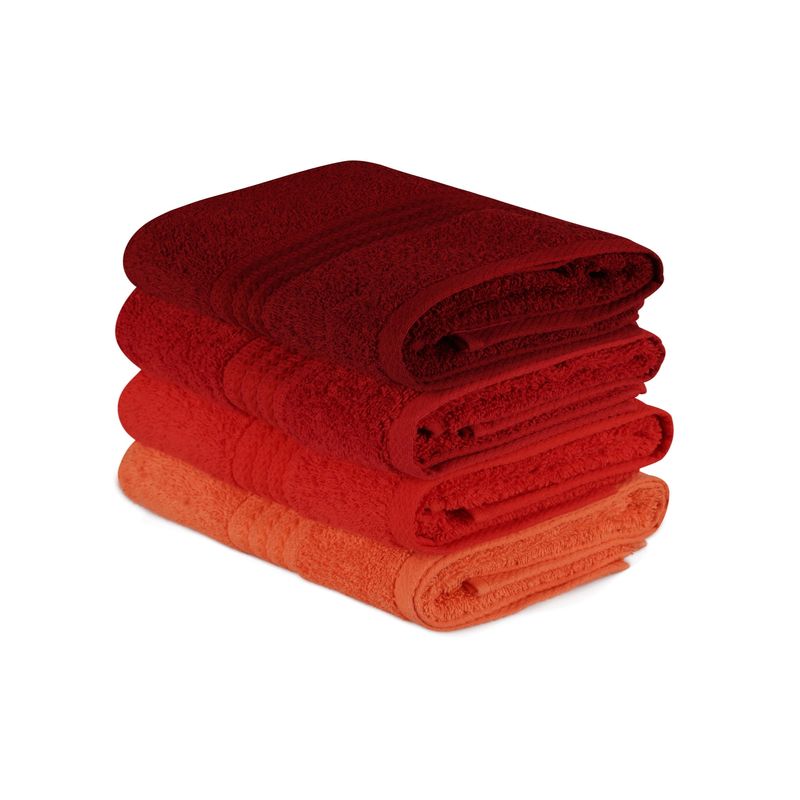 Casa si Gradina - Textile si covoare - Textile baie - Prosoape - Set prosoape de mana, L'essentiel Maison, portocaliu deschis, portocaliu, rosu, fucsia, 50x90 cm, 100% bumbac, 4 bucati - Infinity.ro