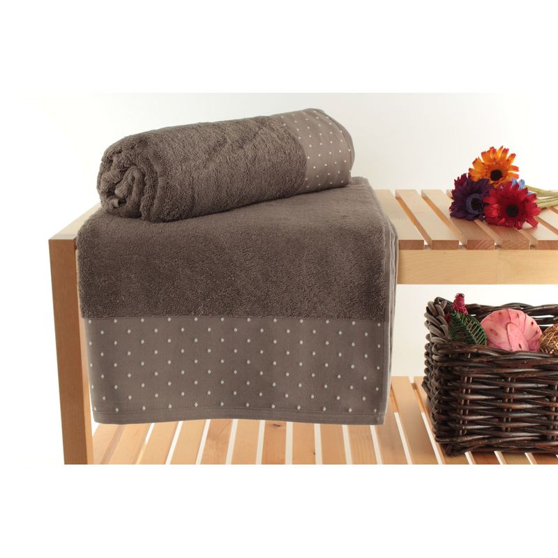 Casa si Gradina - Textile si covoare - Textile baie - Prosoape - Set prosoape de baie, L'essentiel Maison, maro si alb, 70x140 cm, 100% bumbac - Infinity.ro