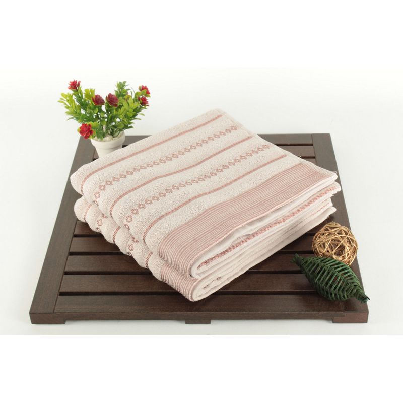 Casa si Gradina - Textile si covoare - Textile baie - Prosoape - Set prosoape de maini, L'essentiel Maison, roz si maro, 50x90 cm, 100% bumbac, 2 bucati - Infinity.ro