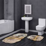 Casa si Gradina - Textile si covoare - Covoare - Covorase baie - Set covorase baie, L'essentiel Maison, alb, nurca, auriu, 50x60 cm, 60x100 cm, 100% poliester, antiderapant - Infinity.ro